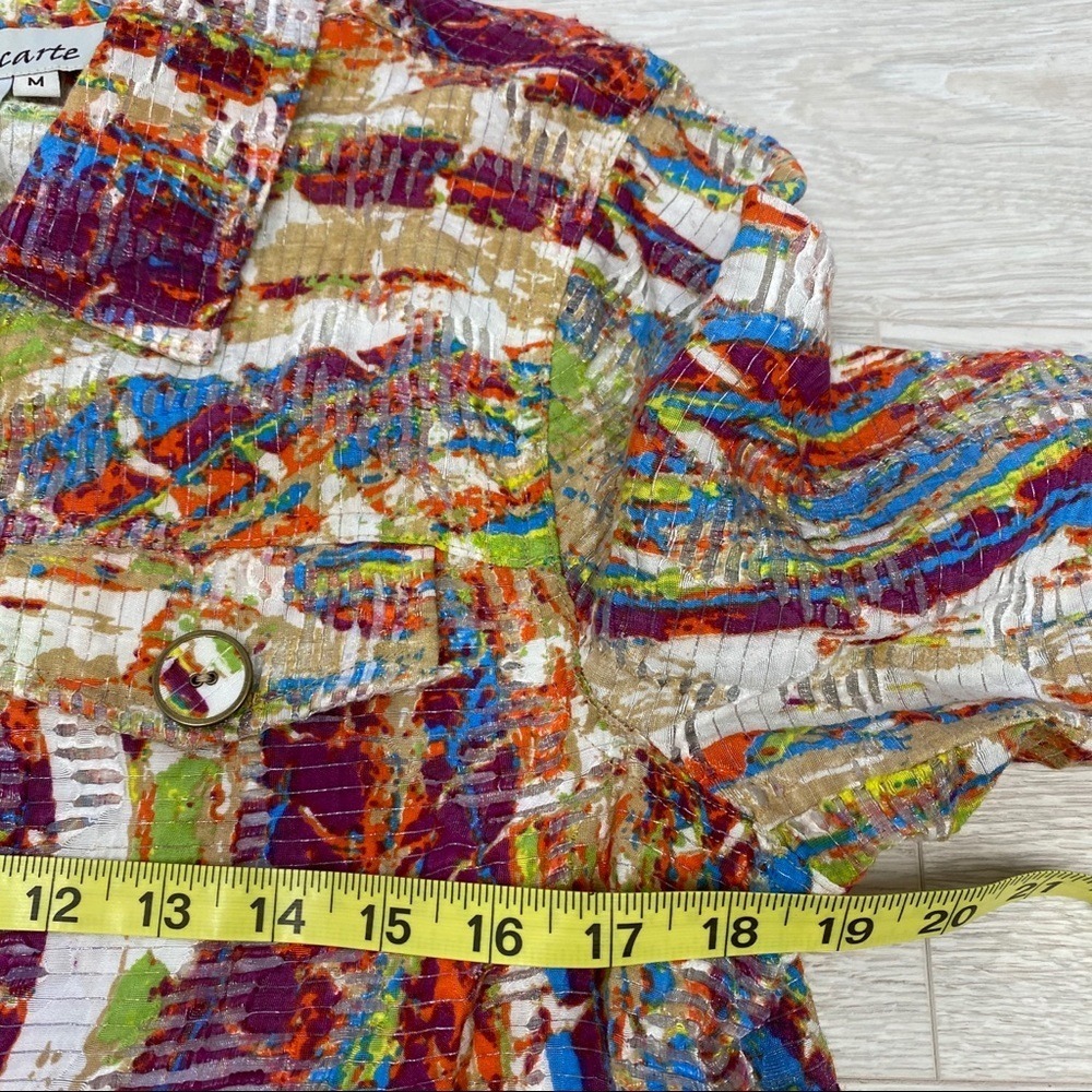 A la carte Womens Multicolor Abstract Art to Wear Button Up Jacket Size M - Picture 11 of 14